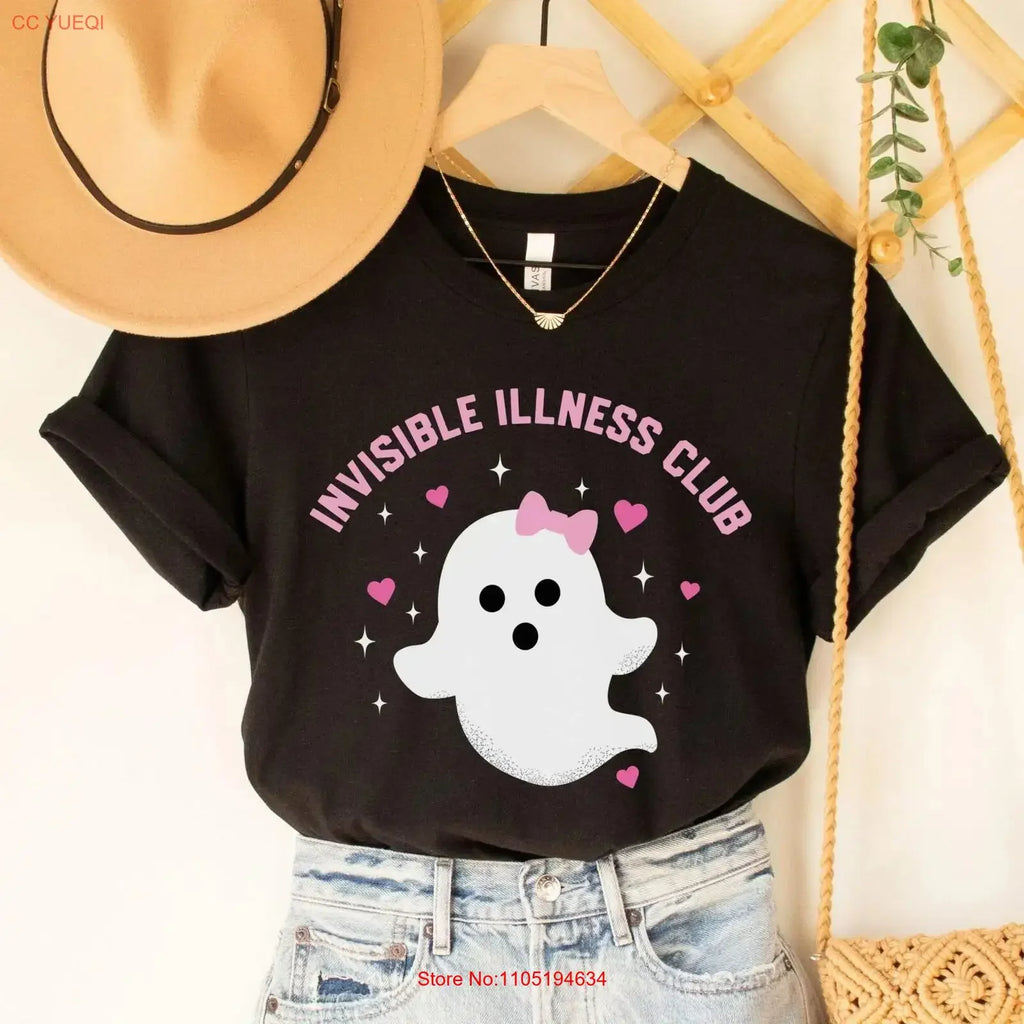Invisible Illness Club T Shirt Funny Chronic Ghost Halloween Disability Awareness Month Spoonie Flare Day