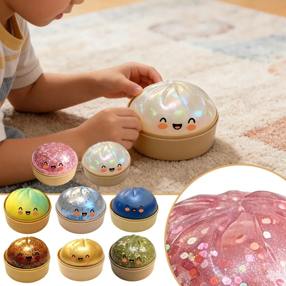 Dumpling Squeeze Toy with Bamboo Steamer