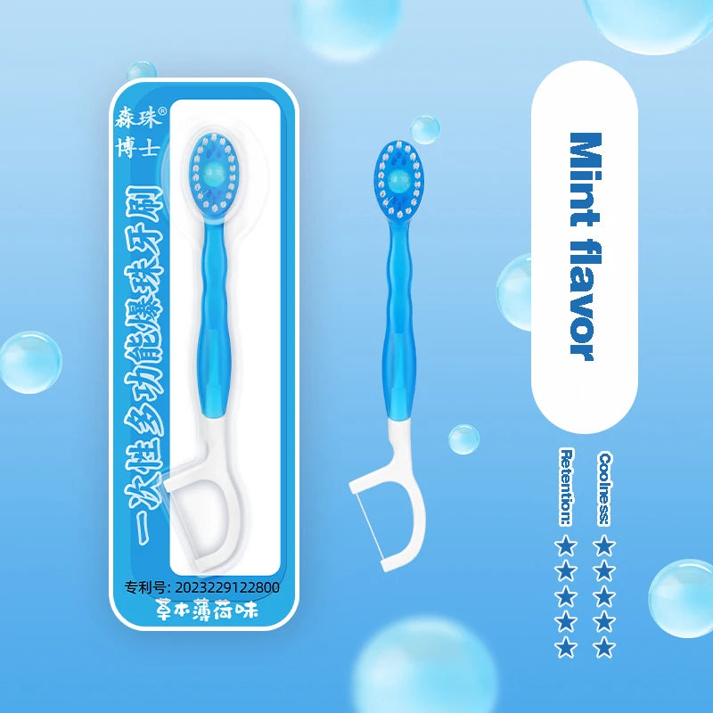 Disposable Toothbrush Flosser Combo