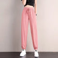 1pcs Summer Womens Silk Pants High Elastic Waist