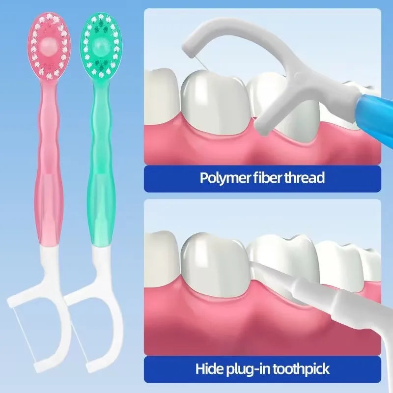 Disposable Toothbrush Flosser Combo