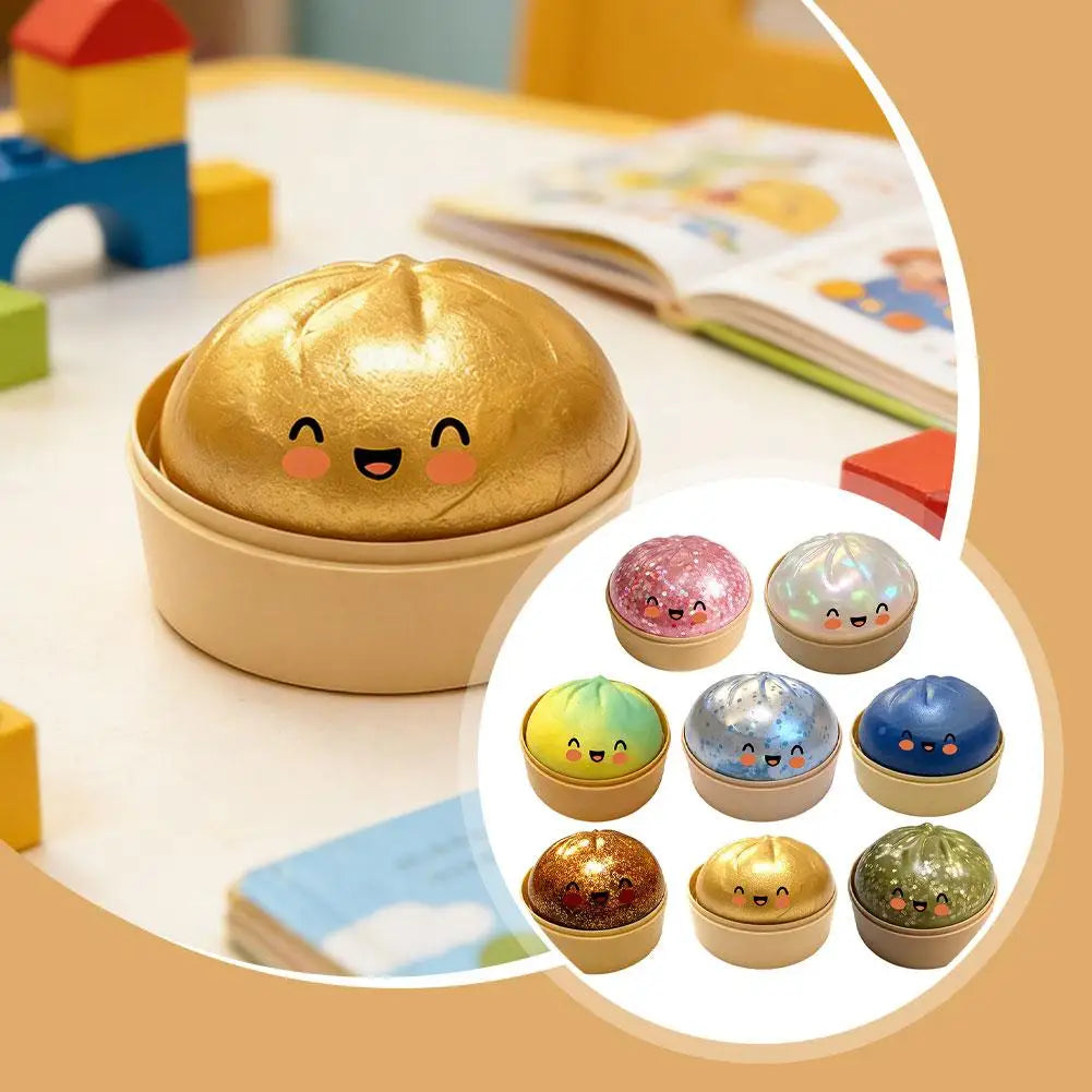 Dumpling Squeeze Toy with Bamboo Steamer